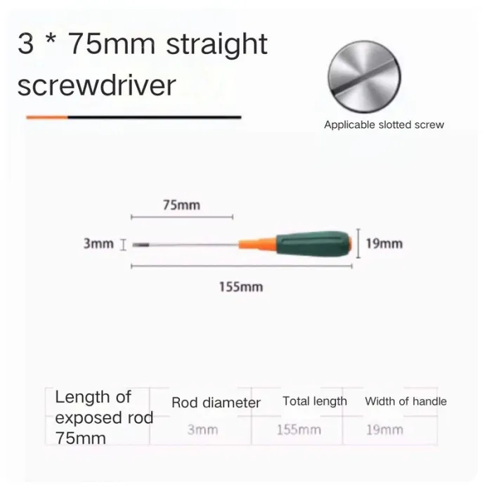 Slotted screwdriver 3*75