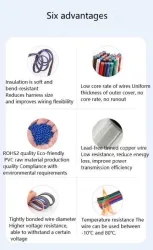 LED light connecting cable 16AWG*6 and (26/0.14TS)