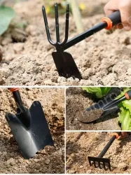 Five-tooth rake + dual-purpose nail rake hoe