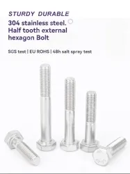 Half thread external hexagonal bolt M8*60